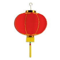 Party Central Club Pack of 12 Red and Gold Lantern Hanging Decor with Tassels 8"