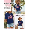 thumbnail image 6 of XCHQRTI USA Flag Shirt Women 4th of July Tee Graphic Short Sleeve Casual Memorial Day T-Shirts, 6 of 7