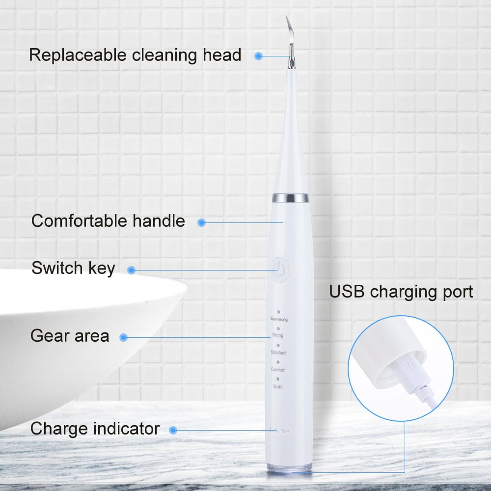 KIBVOE Ultrasonic Dental Calculus Remover Tool, Electric Plaque Remover, Electric Teeth Cleaning Kit Tooth Stain Calculus Remover with 3 Adjustable Modes, Safe for Adult and Kids.