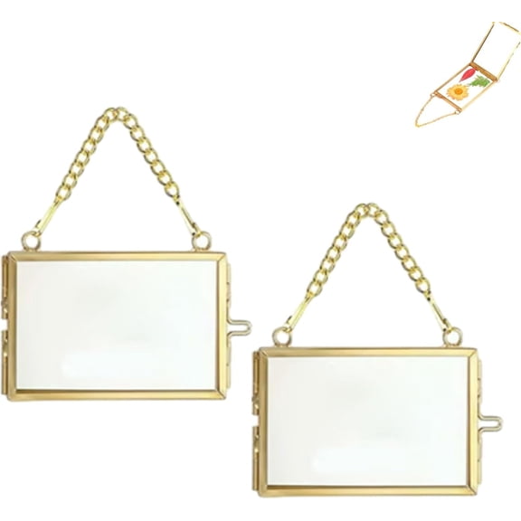 2026 New Ornament Picture Frame Golden Glass Mini Hanging Pictures Frame Ornaments, Legant Keepsake for Cherished Photos, Great for Holidays, Or Everyday Use