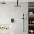 thumbnail image 3 of CASAINC 3-Spray 12 in. Ceiling Mount Dual Shower Heads 2.5 Fixed and Handheld Shower Head in Matte Black (Valve Included), 3 of 10