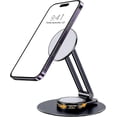 thumbnail image 1 of Magnetic Desk Phone Stand for iPhone 14, 13, 12 Series: MagSafe Phone Stand Holder Dock with 360 Rotation Base, Adjustable and Foldable, 1 of 5
