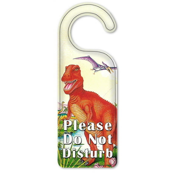 Do Not Disturb Door Knob Hanger Sign - Dinosaurs