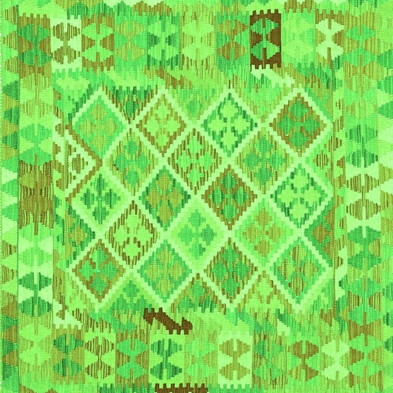 Ahgly Company Indoor Square Abstract Green Contemporary Area Rugs, 3' Square