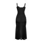 thumbnail image 3 of VISgogo Vestido largo ahuecado para mujer, sin mangas, de color sólido, de corte bajo, fruncido, de una pieza, vestido ajustado sin espalda con abertura alta VISgogo moda, 3 of 9