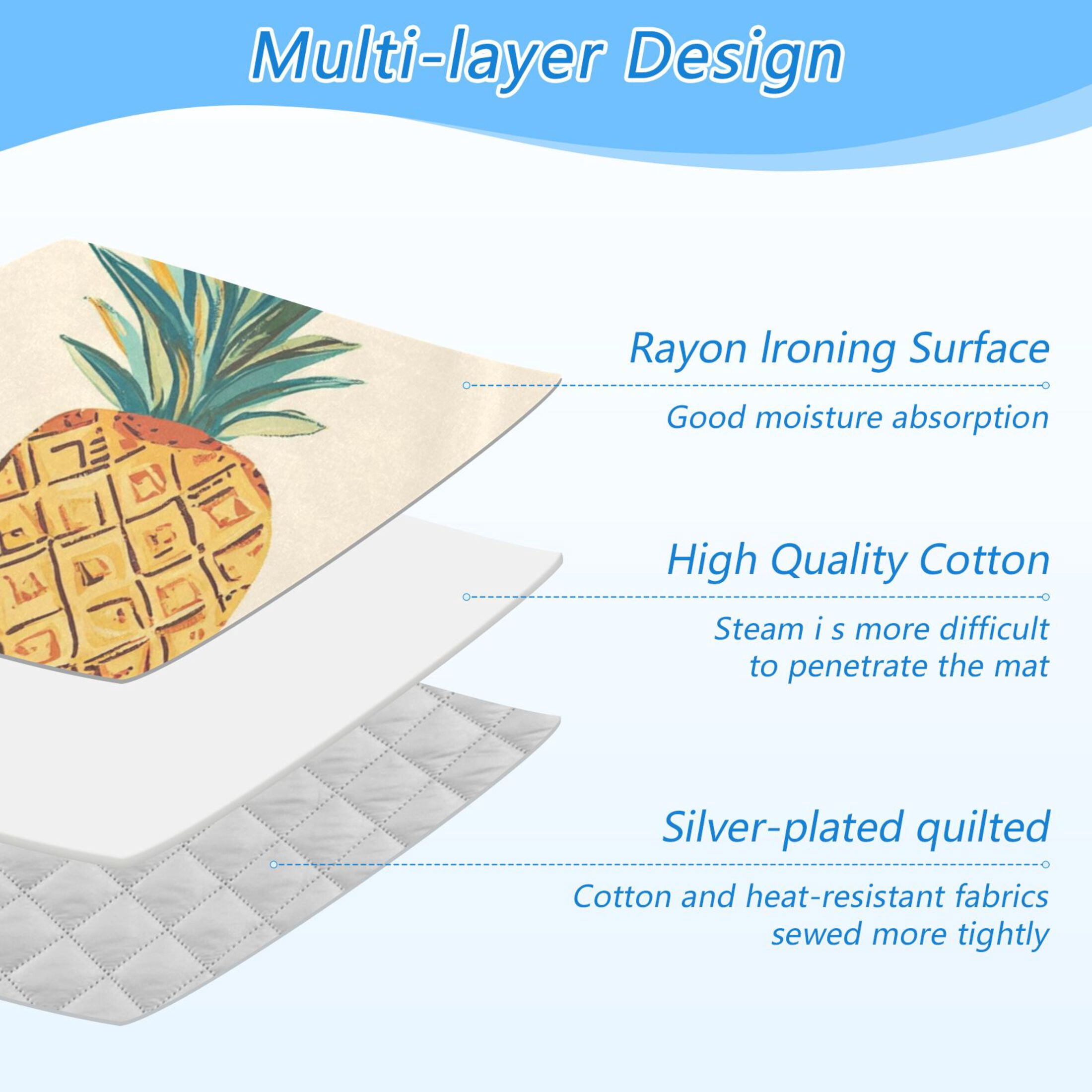 Pineapples Boho Style Ironing Mat Blanket Portable Travel Ironing Pad Heat Resistant Pad 47.2" x 27.6”