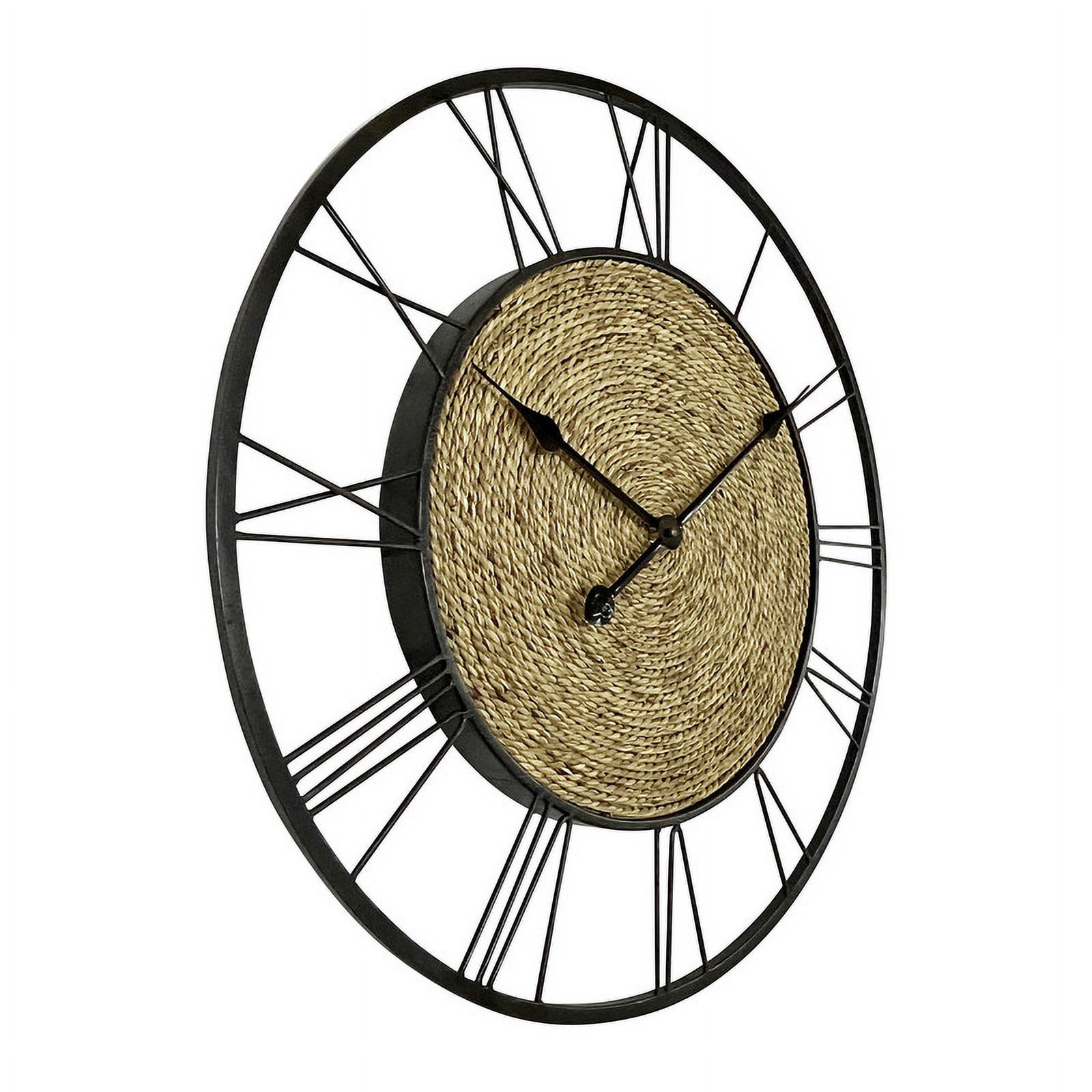 Aveline Black Rattan Center Round Wall Clock