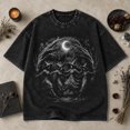 thumbnail image 3 of Moonlit Mountain Fantasy Washed T-Shirt, Unisex Classic Fit, 100% Heavyweight Cotton, 180 GSM, Front Graphic, 3 of 7