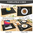 thumbnail image 6 of Placemats Set of 4, Yamaziot Double Layer Cloth Fabric Heat Resistant Place Mat, Washable Reversible Rectangle Dining Table Mats, Linen Style Black, 12"x18", 6 of 9