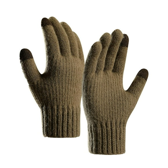 1 Pair Men Gloves Knitted Touchscreen Thickened Stretchy Full Finger Keep Warm Alpaca Wool Autumn Winter Adults Motorcycle Riding Gloves for Outdoor