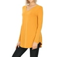 thumbnail image 4 of Women & Plus(S-3X) Relaxed Fit Long Sleeve V-Neck Round Hem Jersey Tee Shirt Top (Single & Multi-Packs Available), 4 of 4