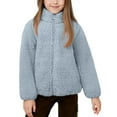 thumbnail image 4 of Drmagiyhm Girls Sherpa Fleece Jacket Full-Zip Jacket Fall Winter Sweat Jackets Warm Sweatshirt Coat Fuzzy Fleece Thick Sweatshirt Cute Winter Coats Light Blue 5-6 Years, 4 of 4