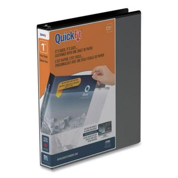 1 in. 3 Rings Quick Fit D-Ring View Binder, Black - 11 x 8.5 in.