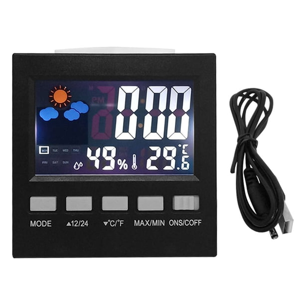 Advancent Reloj digital Fecha Semana Hora Pantalla LED Reloj de escritorio retroiluminado Oficina en casa Calendario digital, blanco, alimentado por Decoración del hogar Negro USB Advancent HA001900-02B