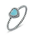 thumbnail image 3 of Petite Dainty Heart Promise Ring Band Turquoise Oxidized 925 Sterling Silver Size 6, 3 of 6