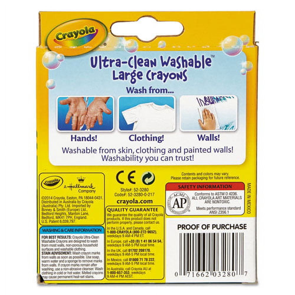Ultra-Clean Washable Crayons, Large, 8 Colors/box | Bundle of 10 Boxes