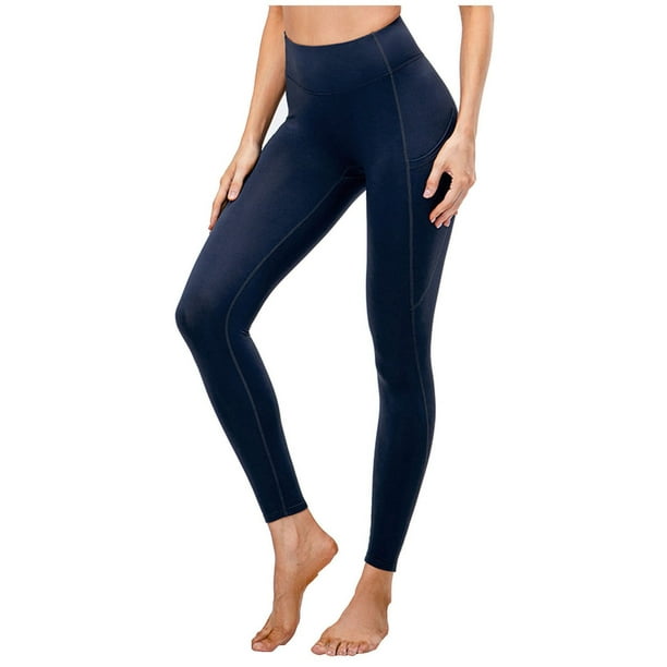 CAICJ98 Leggings with Pockets for Women Workout Leggings for Women- Cotton  Gym Stretch Tummy Control Butt Lifting High Rise Seamless Slim Fit Yoga  Leggings 2XL,Navy 