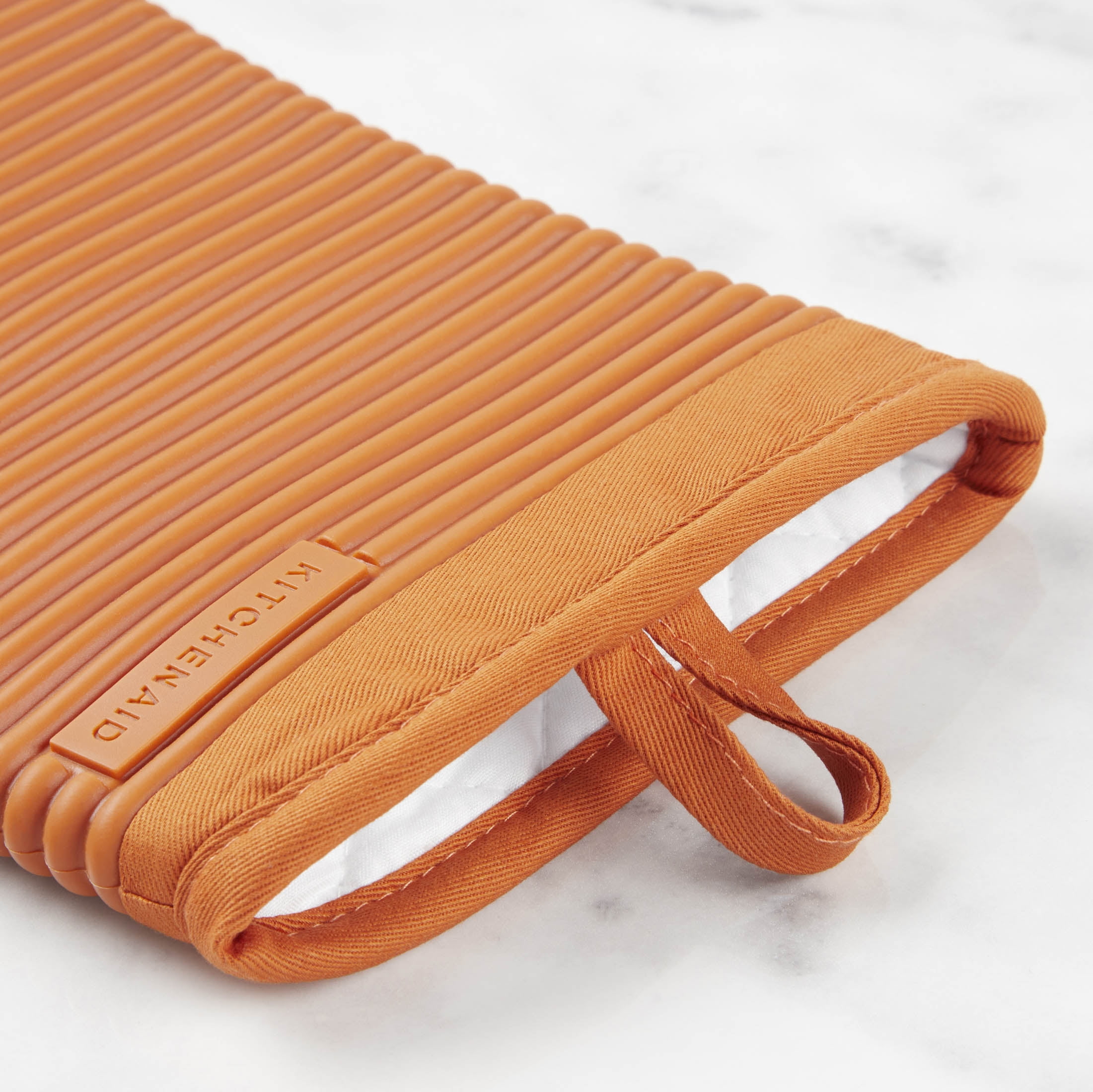 KitchenAid Ribbed Soft Silicone Oven Mitt 2-Pack Set, Honey, 7.5"x13"