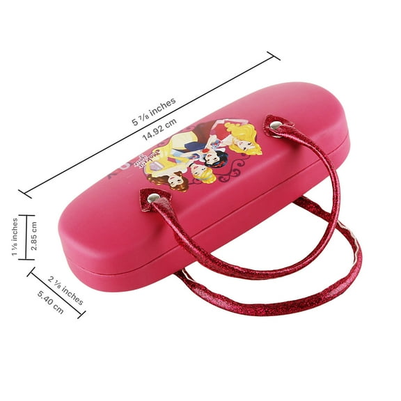 Princess Snow White Cinderella, Bell, Sleeping Beauty Hard Shell Eyeglass Case Clamshell with Handles for Boys Girls Kids Small Frames