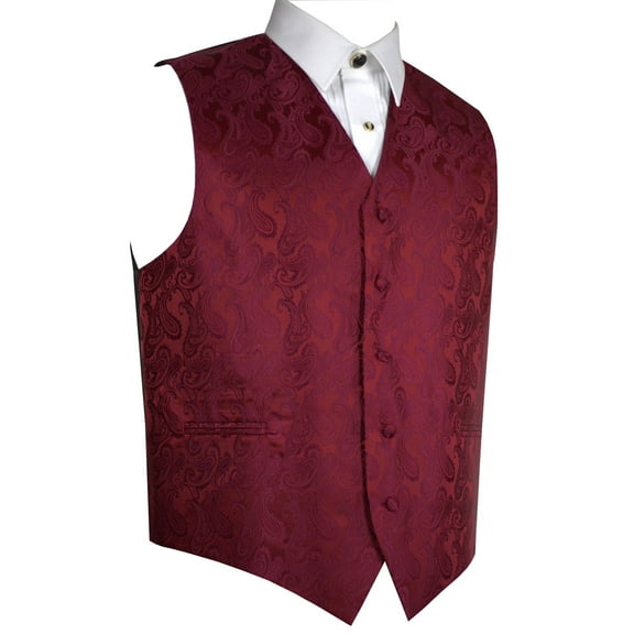 "BEST TUXEDO" Men's Formal, Wedding, Prom, Homecoming, Tuxedo Vest, in Burgundy Paisley