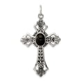 thumbnail image 1 of 925 Sterling Silver Onyx Cross Shaped Pendant, 1 of 2
