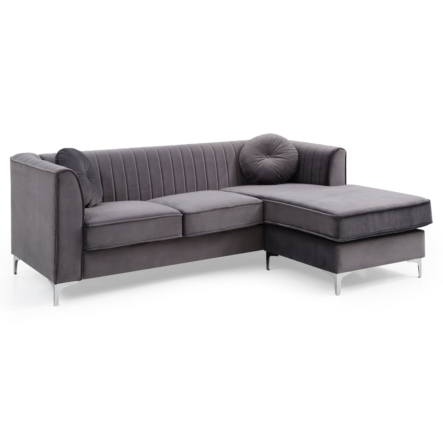 Glory Furniture Delray G790B-SC Sofa Chaise ( 3 Boxes) , GRAY