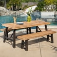 thumbnail image 2 of GDF Studio Valverde Outdoor Acacia Wood 3 Piece Picnic Set, Teak, 2 of 13