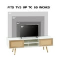 thumbnail image 5 of Jopath Oak Tv Stand With Rattan Design,55.12" Rattan Tv Cabinet, Double Sliding Doors For Storage Mid-Century Style, Adjustable Shelves, Ideal For Living Or Media Room White, 5 of 10