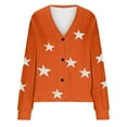 thumbnail image 4 of Gnurob Cardigan Sweaters for Women Star Printed Coats Buttons Outwear Casual Long Sleeves Jacket V Neck Outerwear Loose Soft Sweater Fall Winter 2024 OutfitsClearance Saving,A01-Orange,XX-Large, 4 of 4