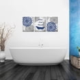 thumbnail image 4 of 3 Pieces Rustic Floral Canvas Wall Art Dahlia Relax Soak Unwind Painting Artwork for Home Bathroom Decor Navy Blue Flower Picture Print Framed Ready to Hang Each Piece 12x16 Inch, 4 of 6