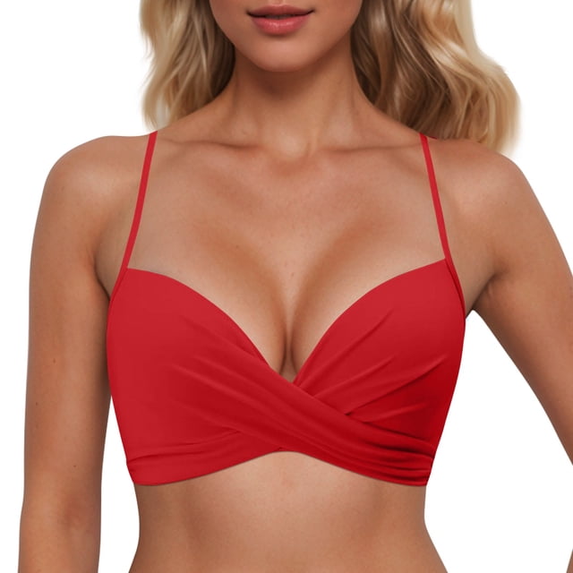 Women's Swimwear Tankini Set Underwire Push Up Bikini Top with Stainless Steel Hooks Full Coverage Bathing Suit Tied Back Design