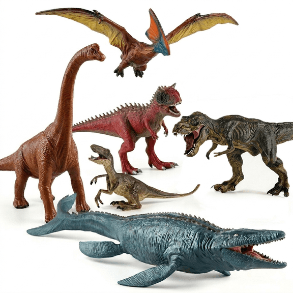 6Pcs Realistic Big Dinosaur toys for boys Girls KidsToddlers 3-10 years, Durable Jumbo Dino Action Figure Set with Movable Jaw 16 inch Mosasaur T-Rex, Birthday Gifts