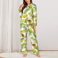 thumbnail image 2 of Pajama Sets for Women 2 Pcs, Papaya star fruit leaf Button Down Long Sleeve Sleepwear Lounge PJ Sets, 2 of 6