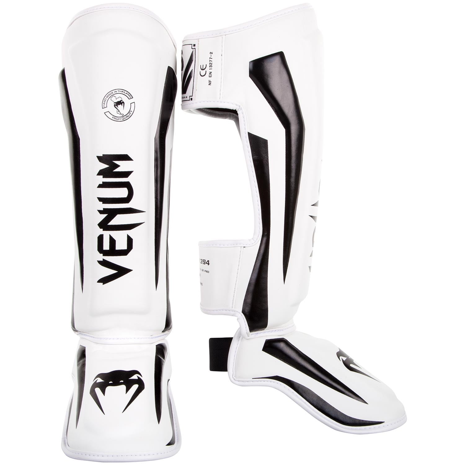 White/Black Venum Elite Lightweight Standup Protective MMA Shin Guards 