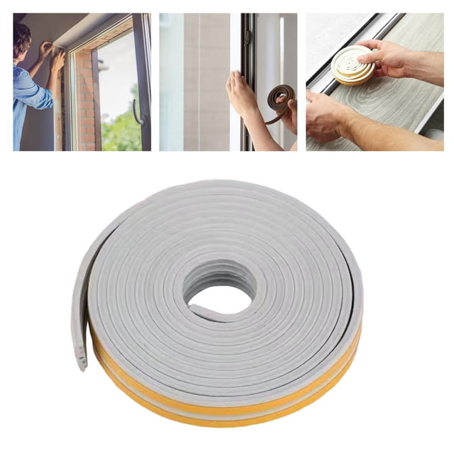 Burlete para ventana de goma de espuma autoadhesiva de 6M, tipo E, duradero, resistente al desgaste, anticolisión, a prueba de viento, buena flexibilidad y Gris BLESIY Tira de sellado