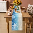 thumbnail image 2 of Blue Beige Ombre Coastal Table Runner 108 Inches, Nautical Beach Starfish Coral Summer Bed Runner Dresser Scarves Tabletop for Indoor Outdoor Parties/Ceremony/Banquet, 13"x 108", 2 of 8