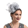 thumbnail image 2 of Faux Plume Mini Chapeau Fascinator Fil Net Fleur Forme Solide Couleur Cocktail Coiffure Accessoires, 2 of 8