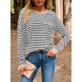 thumbnail image 4 of UZMOG Sweaters for Women, Striped Soft Knit Pullover Sweater Loose Fit Shirts with Chest Pocket, 4 of 7