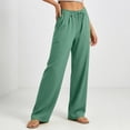 thumbnail image 6 of KIHOUT Women's Wide Leg Pants Drawstring Elastic Waist Loose Fit Casual Trousers with Side Pockets Lightweight Beach Vacation Pants for Summer, 6 of 9