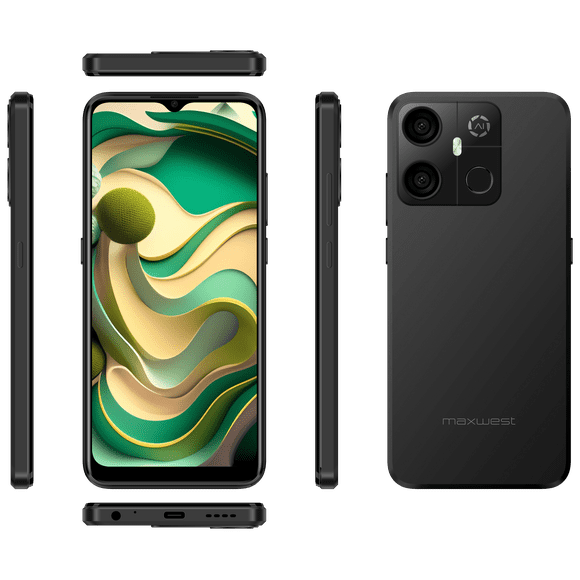 Maxwest Gravity G64 | 6.5" 60Hz HD+ IPS Display | 128GB (4GB+ 4GB) 8GB Dynamic RAM) | 16MP AI Rear | 8MP AI Front | 4000mAh Battery | Octa Core | Unlocked Cell Phone (Dual-SIM) | Brand-New | Black