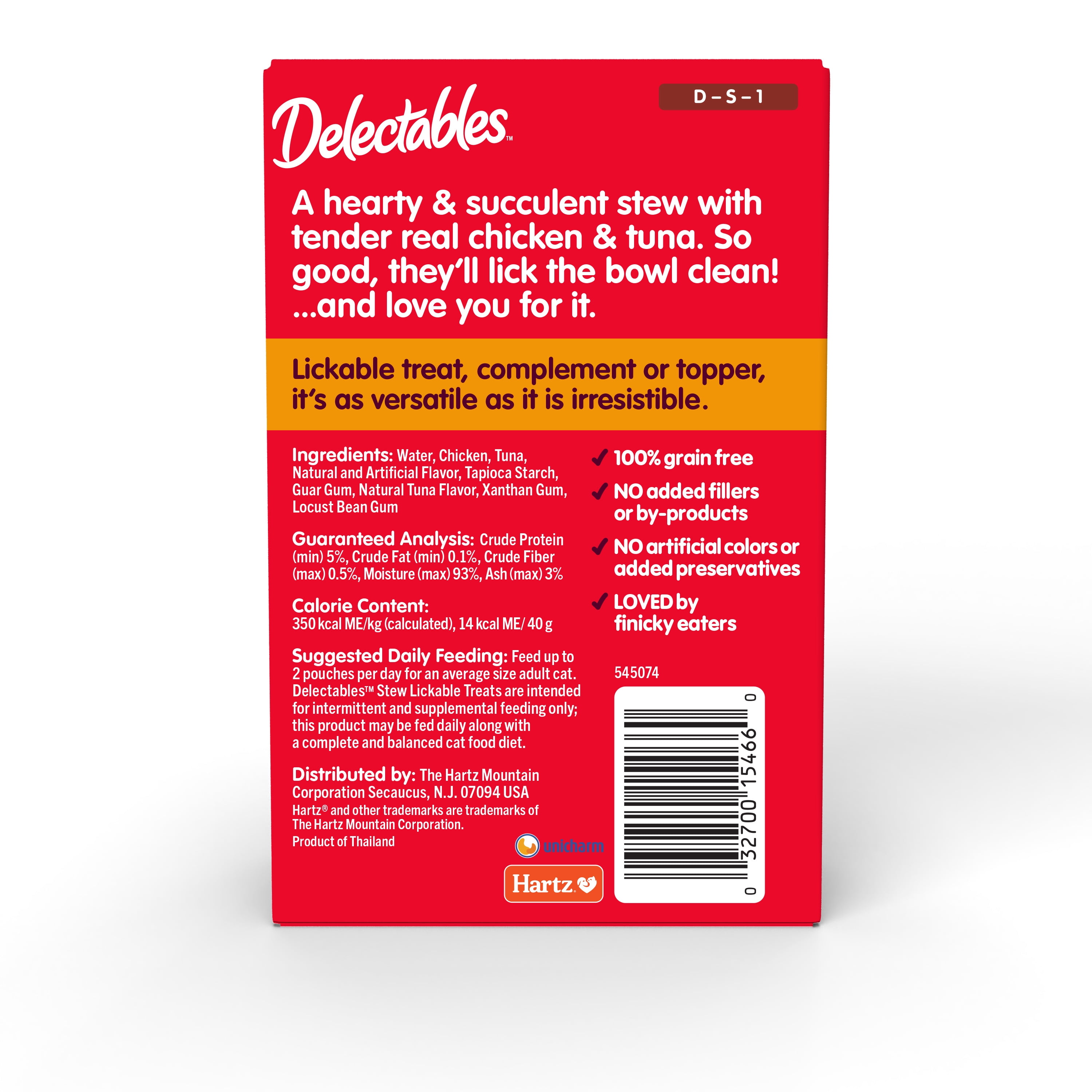Hartz Delectables Stew Lickable Wet Cat Treats, Chicken & Tuna, 5 Pack