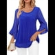 thumbnail image 2 of Blusa Elegante con Volantes para Mujer, 3/4, Cuello Redondo, Doble Capa, , Túnica. Azul M, 2 of 9