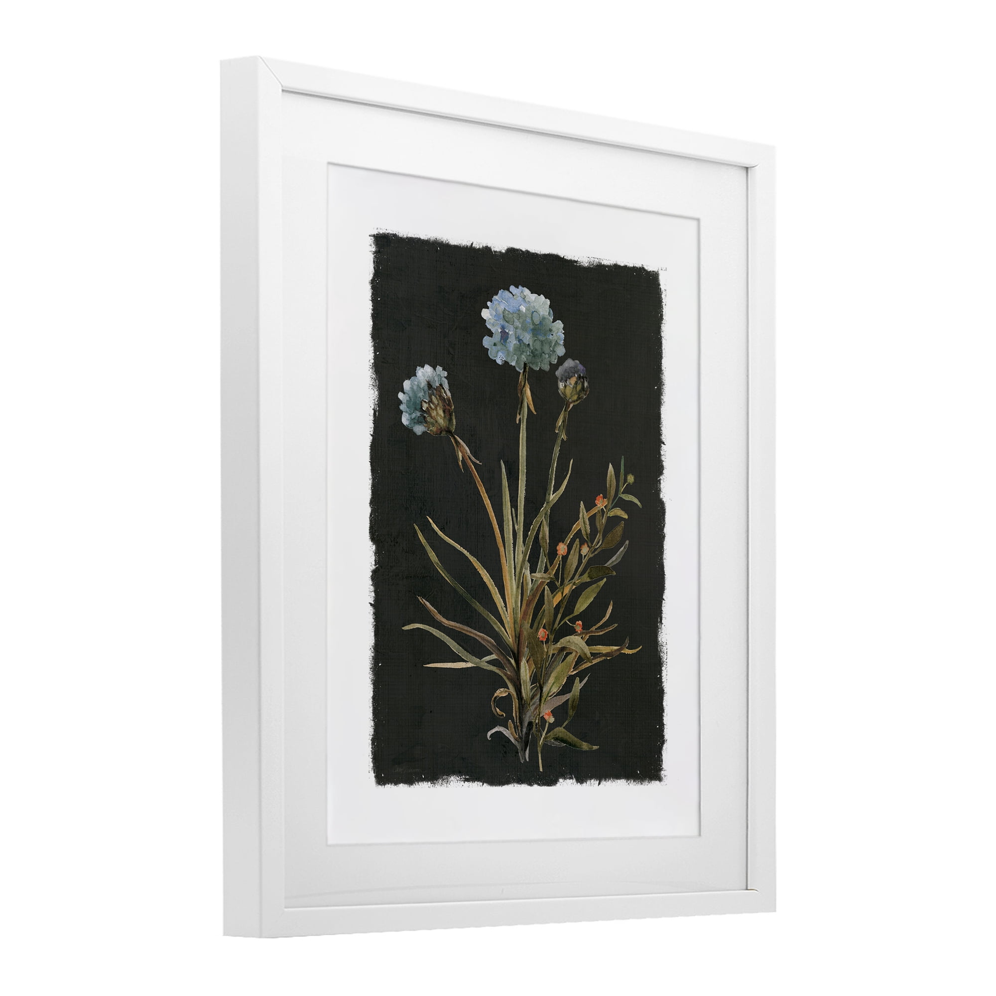 Stupell Industries Cerulean Bloom on Dark Green White Framed Print Under Glass, design by Carol Robinson