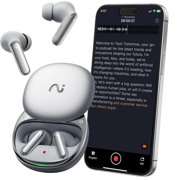 Auriculares inalámbricos con grabadora de voz AI VIAIM RecDot Silver