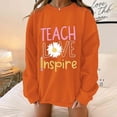 thumbnail image 1 of Floleo Clearance Fall Clothes For Women Women Casual Fashion Printed Pullover O-Neck Long-Sleeved Sweater Orange, 1 of 4