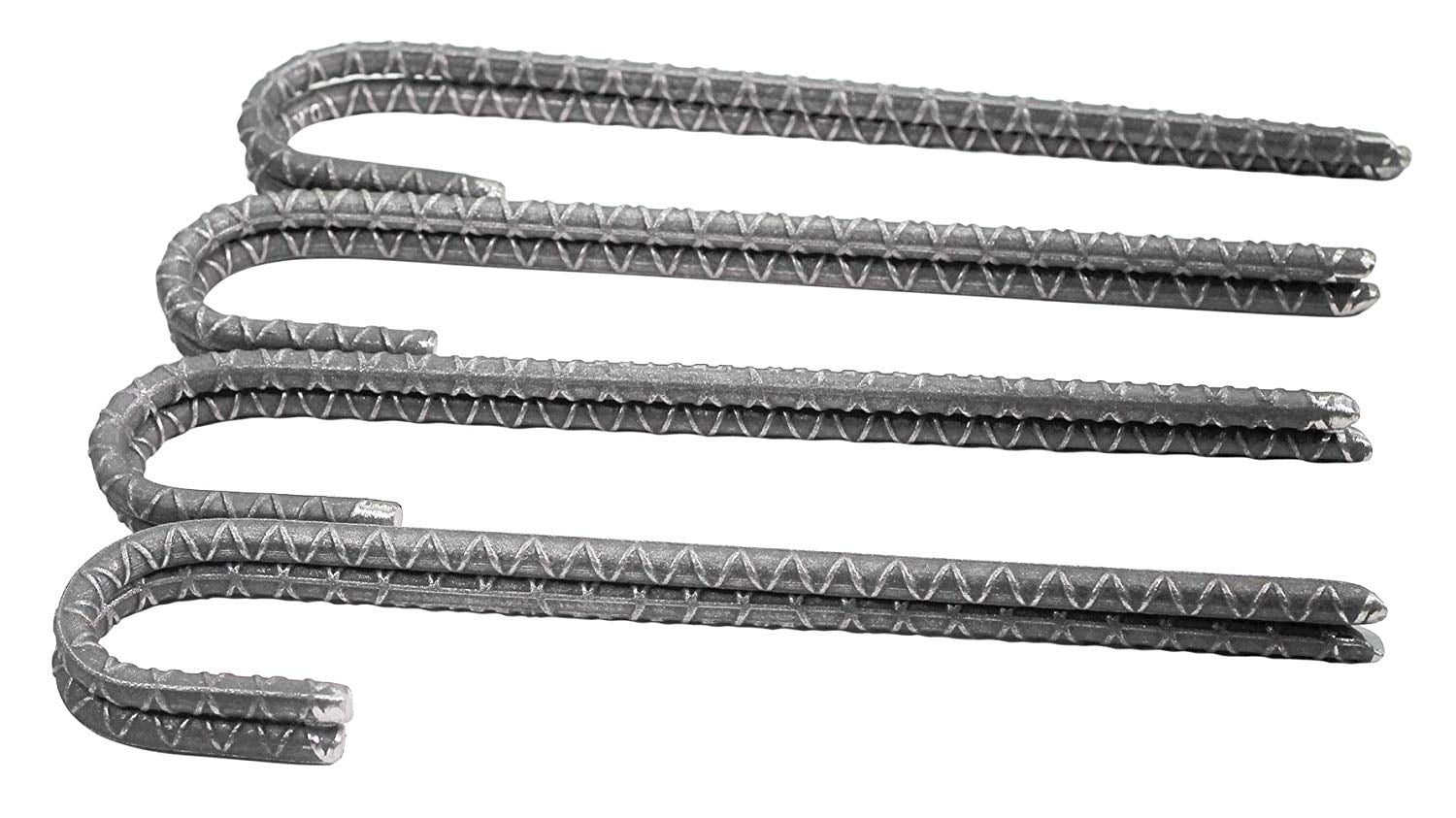 Pinnacle Mercantile Rebar Stakes J Hook Heavy Duty Steel Ground Anchors 12  inch Chisel Point End (8-Pack)