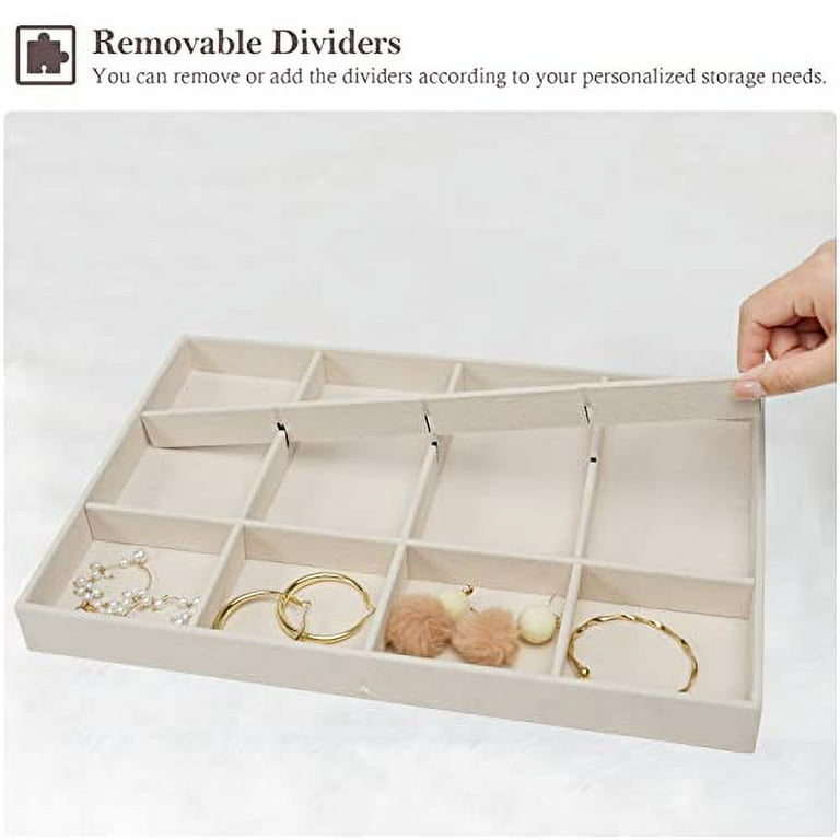  PreTidy Set of 3 Stackable Jewelry Organizer Trays with lid for  Drawers Jewelry Holder Organizer Inserts Container Display Case Storage  with Removable Dividers for Rings Earring Necklace : Clothing, Shoes 