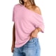 thumbnail image 2 of Tops de Mujer con Hombros Descubiertos, Camisetas Oversize de Corta, Ropa Informal de Moda de y Verano 2025. Rosa M, 2 of 8