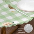 thumbnail image 3 of Watercolor Floral Round Tablecloth, Fitted Table Cover with Elastic for 45"-54" Round Tables, Spring Flowers Leaves Botanical Green Plaid Table Cloth Outdoor Dinning Party Waterproof Tablecloths, 3 of 7