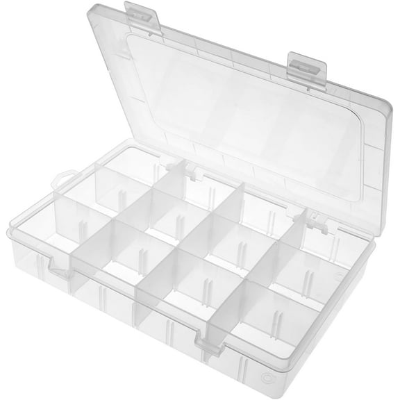 Monebena Bead Organizer Box, 1 Pack 12 Grids Plastic Storage Box with 18 Removable Grids Compartments, Small Plastic Jewelry Organizer Box for Beads Jewelry Earring Cosmetics Craft Tackle Pills